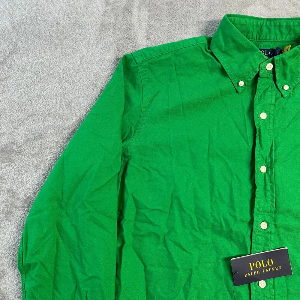 NWT Polo Ralph Lauren Mens Classic Fit Oxford Shirt Green Long Sleeve Medium
